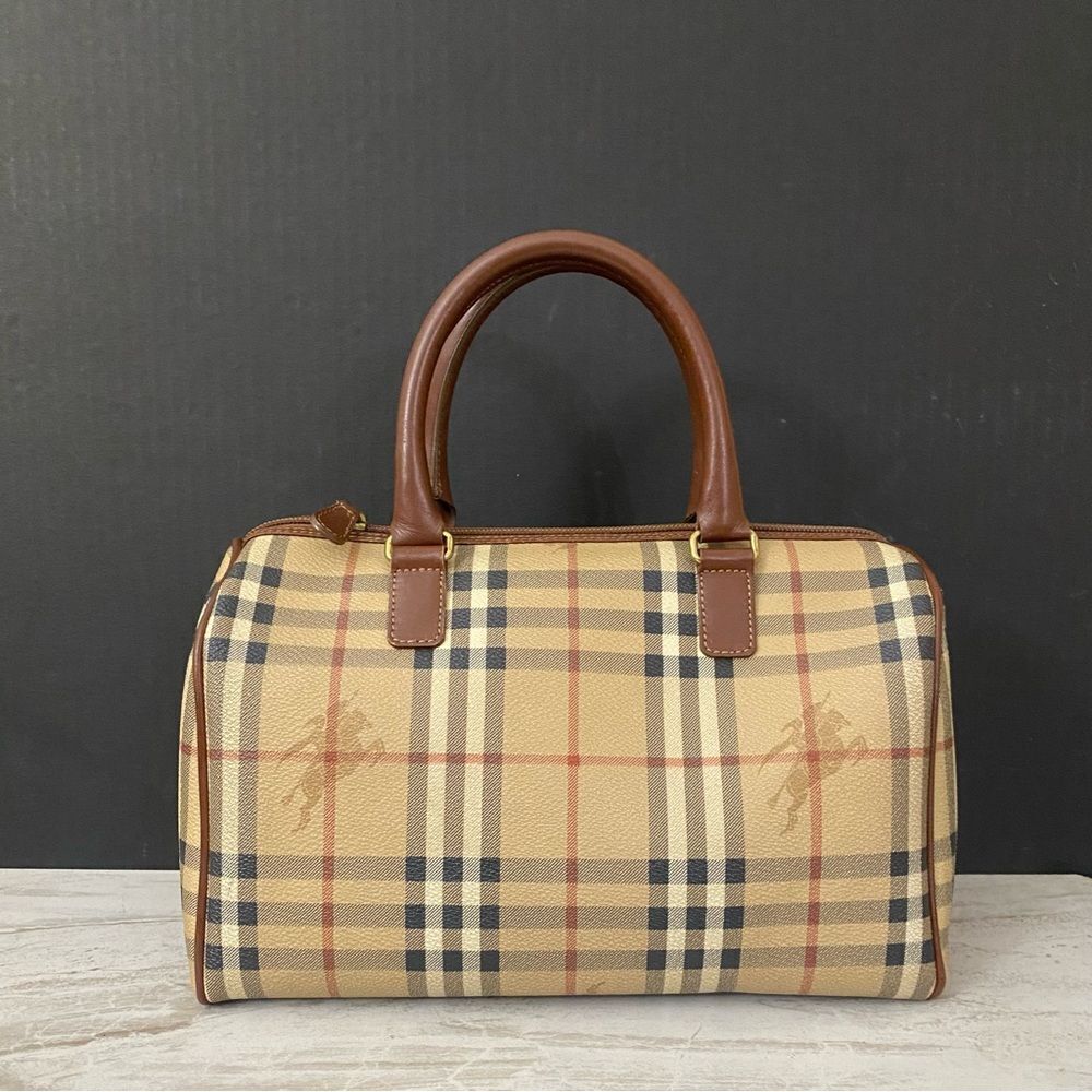 BURBERRY Nova Check Pvc Leather Boston Handbag